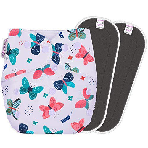 Reusable Baby Cloth Diaper with Adjustable Snap Buttons and Insert (1 Diaper & 2 Pcs Insert)