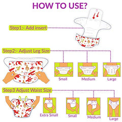 Reusable Baby Cloth Diaper with Adjustable Snap Buttons and Insert (Set of 1)