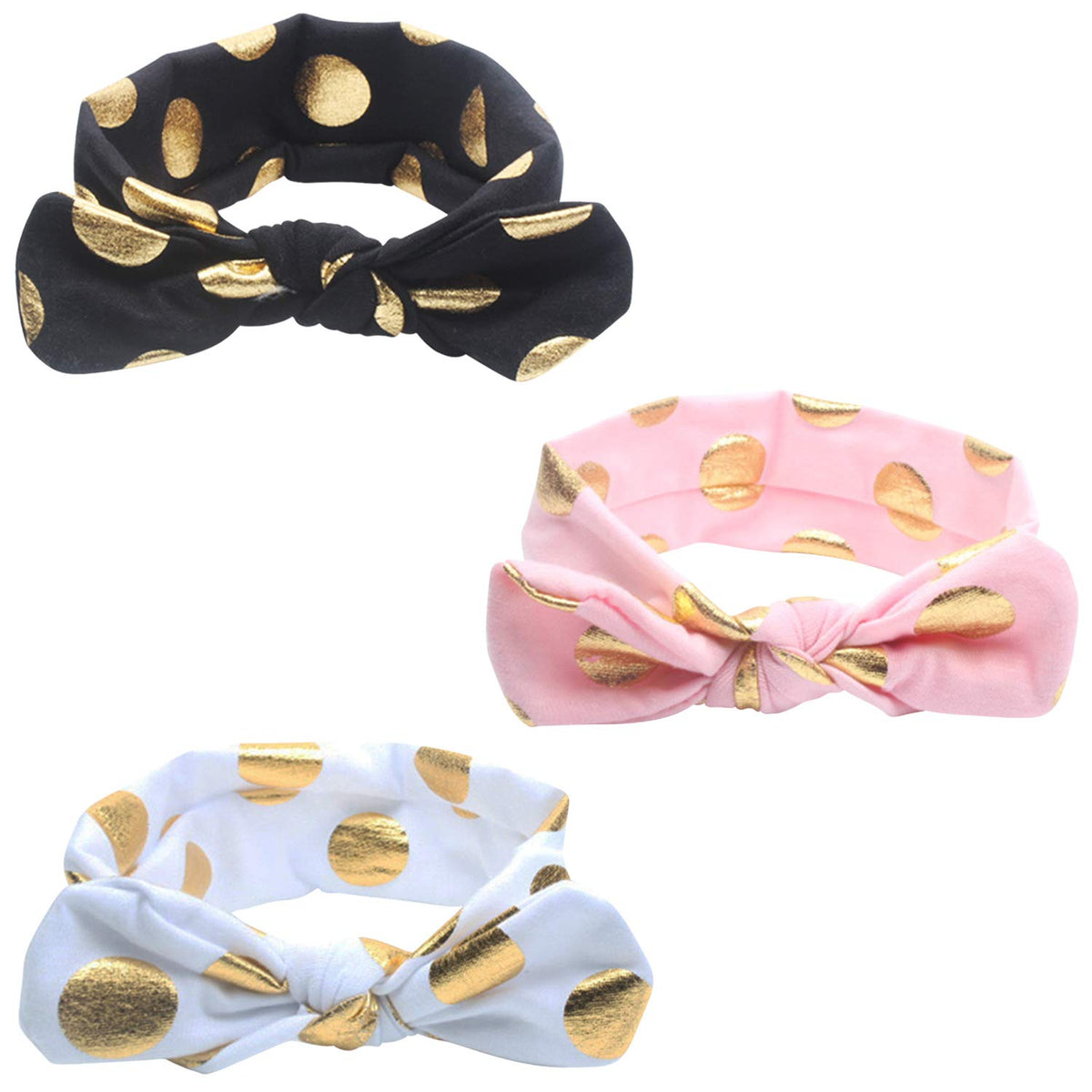 Baby Headband for Baby Hair Accessories for infant (KnotGliterPolka|Black)
