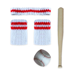 Lovely Baseball Player Crochet Props for Photography Photoshoot Props (Red&White)