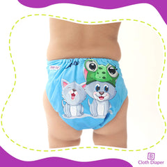 Washable & Reusable Baby Cloth Diaper With Adjustable Size Button (Set of 4)