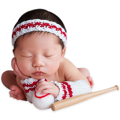 Lovely Baseball Player Crochet Props for Photography Photoshoot Props (Red&White)