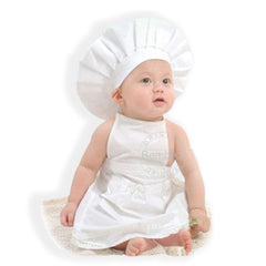 Cute Baby Cook/Master chef Costume Photography Prop Newborn Hat Apron Chef Clothes (White)