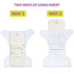 Bembika 5 Layer Bamboo Terry Inserts with Gussets Liners Natures Cloth Diaper Liner, Wetfree Reusable Washable Cotton Diaper Nappy Inserts for Baby Cloth Diapers (Set of 2)