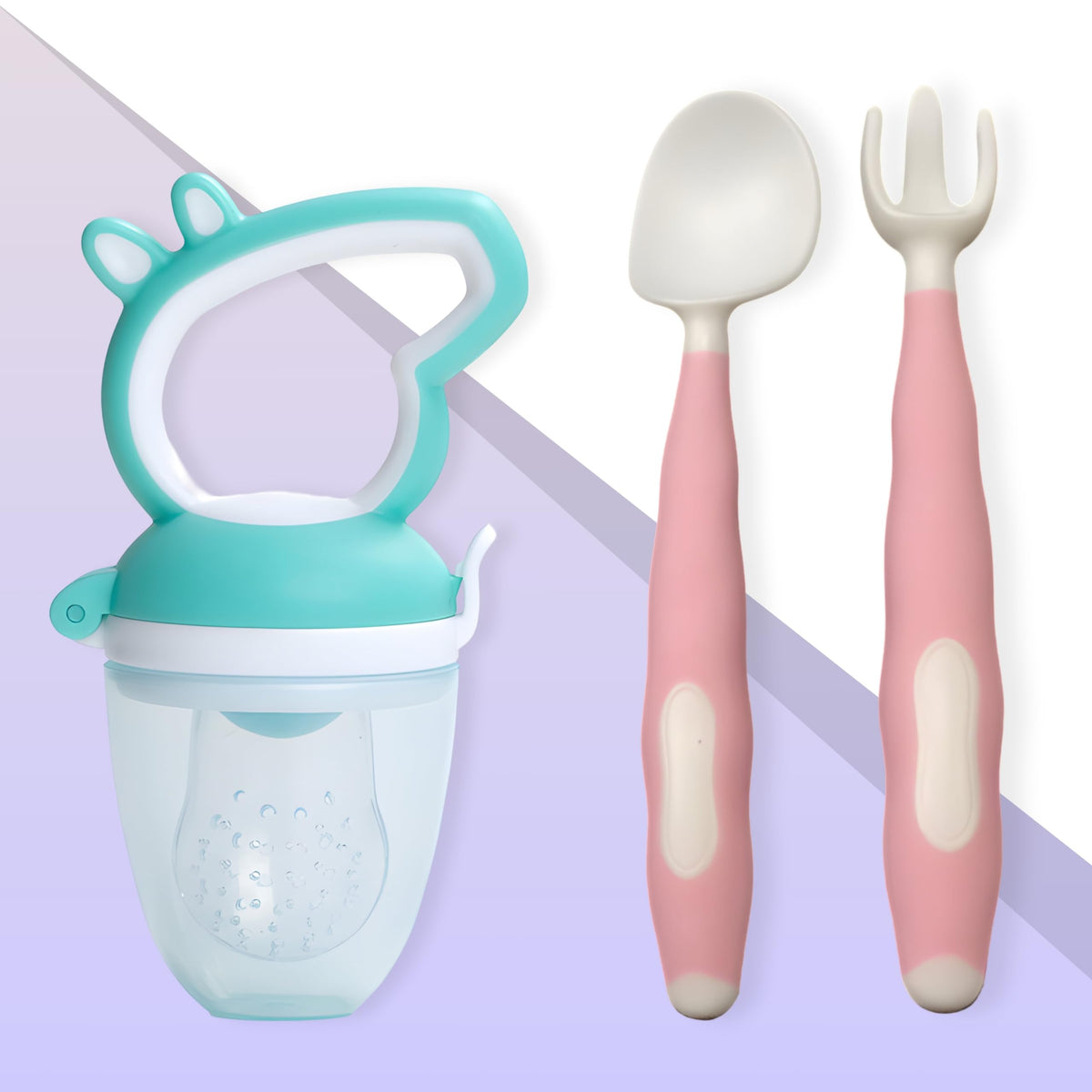 BPA Free Baby Feeding Spoon & Fruit Nibbler Set (Twis tBlush)