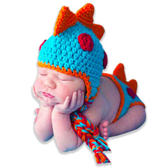 Lovely Dinosor Crochet Props for Photography Photoshoot Props (Blue)