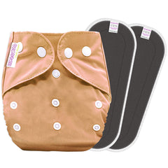 Reusable Baby Cloth Diaper with Adjustable Snap Buttons and Insert (1 Diaper & 2 Pcs Insert)