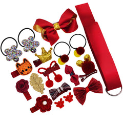 Set of 18 Hairclips Hairpins Headwear Accessories for Girls Best Birthday Gift (Red)
