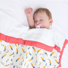 Baby Swaddle Blanket and Burp Cloth for Infants (Orange)