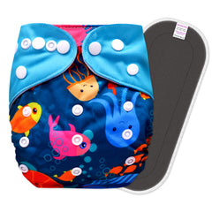 Reusable Baby Cloth Diaper with Adjustable Snap Buttons and Insert (Set of 1)