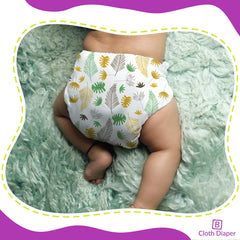 Reusable Baby Cloth Diaper with Adjustable Snap Buttons and Insert (1 Diaper & 2 Pcs Insert)
