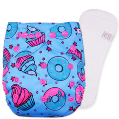 Reusable Baby Cloth Diaper with Adjustable Snap Buttons and Insert (Set of 1)