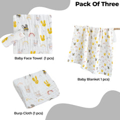 Baby Swaddle Blanket and Burp Cloth for Infants (Yellow)