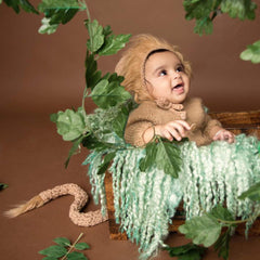 Lovely Lion Cap and Tail Crochet Props for Photography Photoshoot Props (Brown)