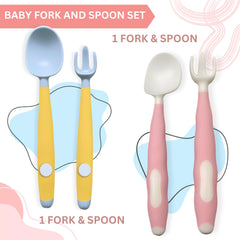 Baby Spoon and fork Set for Baby Feeding (TwistBlush)