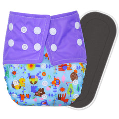 Reusable Baby Cloth Diaper with Adjustable Snap Buttons and Insert (Set of 1)