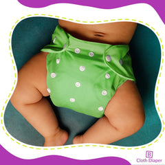 Reusable Baby Cloth Diaper with Adjustable Snap Buttons and Inserts (Set of 2)