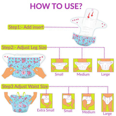 Reusable Baby Cloth Diaper with Adjustable Snap Buttons and Insert (Set of 1)