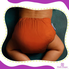 Reusable Baby Cloth Diaper with Adjustable Snap Buttons and Insert (1 Diaper & 2 Pcs Insert)