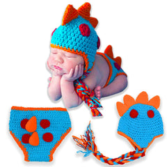 Lovely Dinosor Crochet Props for Photography Photoshoot Props (Blue)