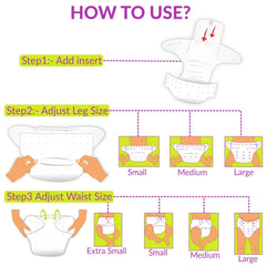 Reusable Baby Cloth Diaper with Adjustable Snap Buttons and Insert (1 Diaper & 2 Pcs Insert)