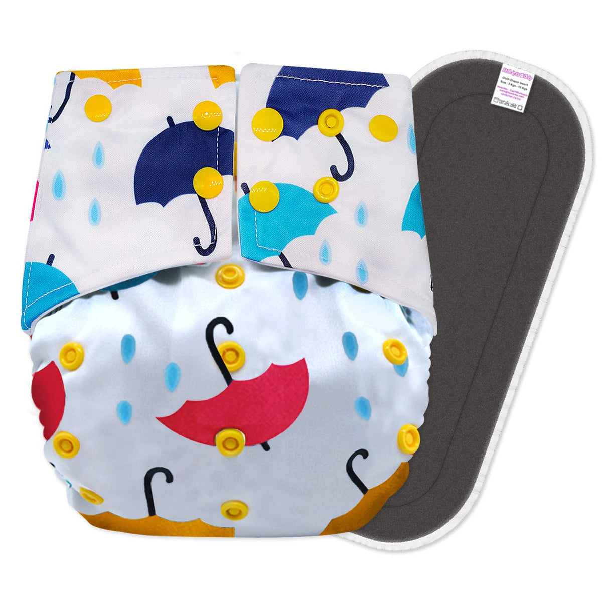 Reusable Baby Cloth Diaper with Adjustable Snap Buttons and Insert (Set of 1)