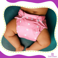 Washable & Reusable Baby Cloth Diaper With Adjustable Size Button (Set of 4)