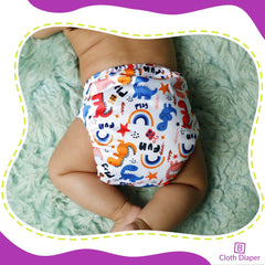 Reusable Baby Cloth Diaper with Adjustable Snap Buttons and Insert (Set of 1)