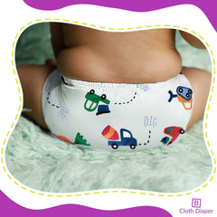 Reusable Baby Cloth Diaper with Adjustable Snap Buttons and Insert (1 Diaper & 2 Pcs Insert)