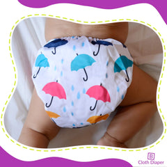 Reusable Baby Cloth Diaper with Adjustable Snap Buttons and Inserts (Set of 2)