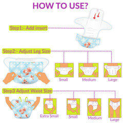 Reusable Baby Cloth Diaper with Adjustable Snap Buttons and Insert (Set of 1)