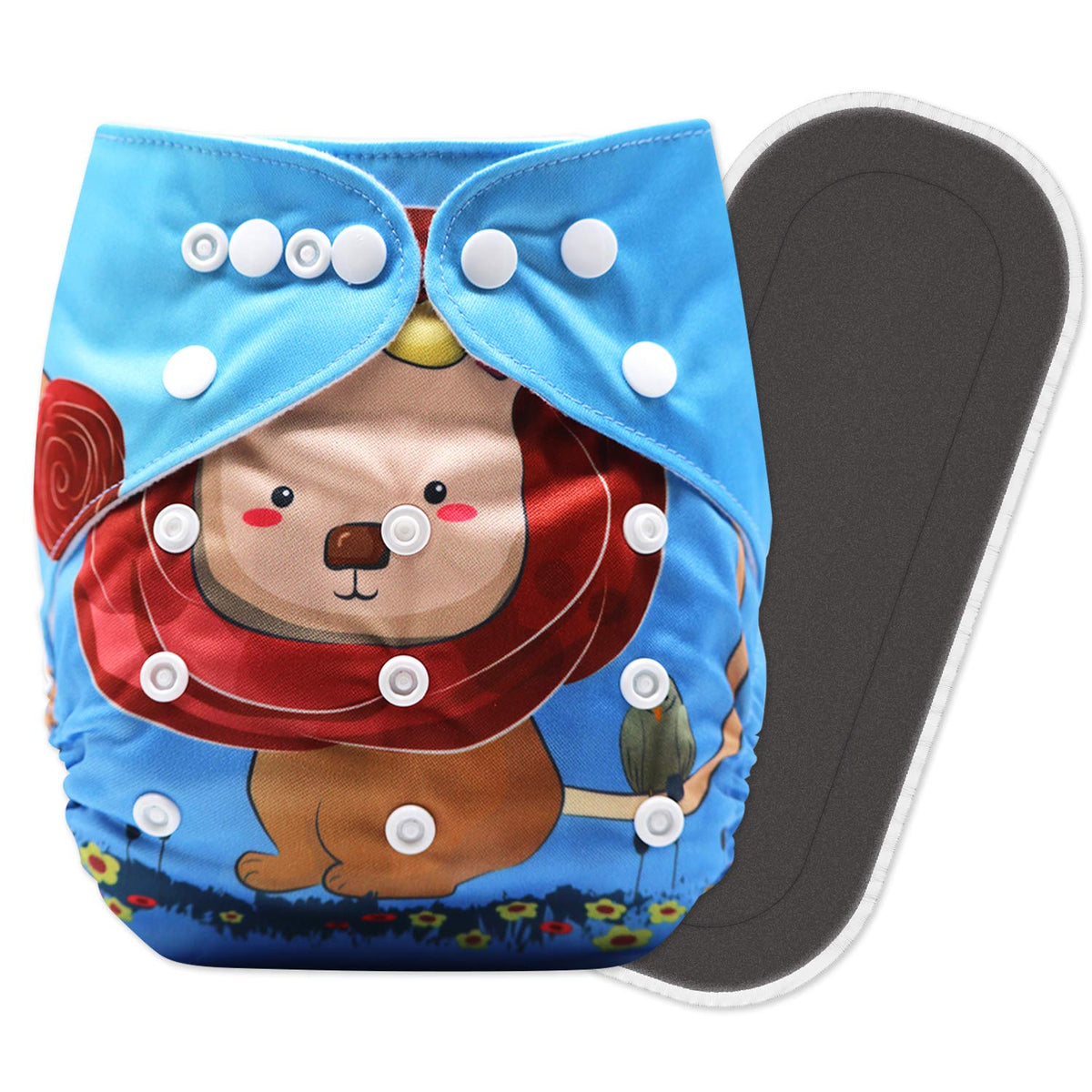 Reusable Baby Cloth Diaper with Adjustable Snap Buttons and Insert (Set of 1)