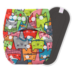 Reusable Baby Cloth Diaper with Adjustable Snap Buttons and Insert (Set of 1)