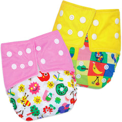 Washable & Reusable Baby Cloth Diaper With Adjustable Size Button (Set of 2)