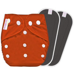 Reusable Baby Cloth Diaper with Adjustable Snap Buttons and Insert (1 Diaper & 2 Pcs Insert)