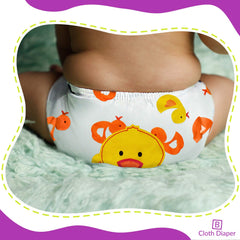 Reusable Baby Cloth Diaper with Adjustable Snap Buttons and Insert (1 Diaper & 2 Pcs Insert)