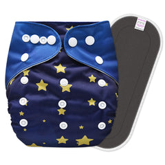 Reusable Baby Cloth Diaper with Adjustable Snap Buttons and Insert (Set of 1)