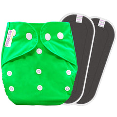 Reusable Baby Cloth Diaper with Adjustable Snap Buttons and Insert (1 Diaper & 2 Pcs Insert)