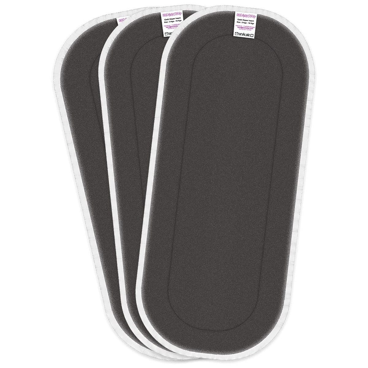 Bembika Cloth Daiper for Inserts Natures Cloth Diaper Liner, Wetfree Reusable Washable Cotton Diaper Nappy Inserts for Baby Cloth Diapers (Set of 3) (Bemboo Charcoal-5 Layer)