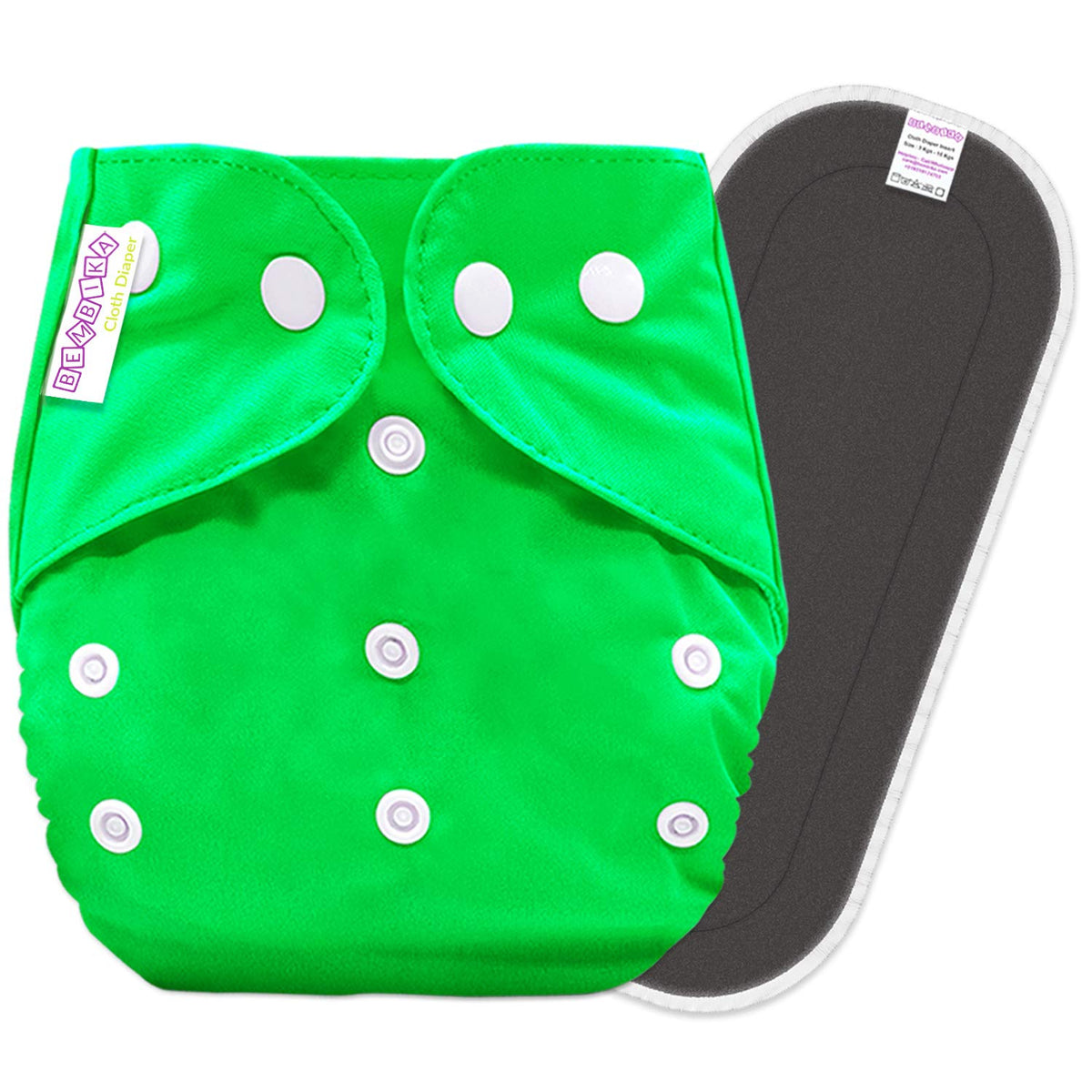Reusable Baby Cloth Diaper with Adjustable Snap Buttons and Insert (Set of 1)