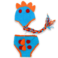 Lovely Dinosor Crochet Props for Photography Photoshoot Props (Blue)