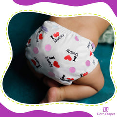 Reusable Baby Cloth Diaper with Adjustable Snap Buttons and Insert (1 Diaper & 2 Pcs Insert)