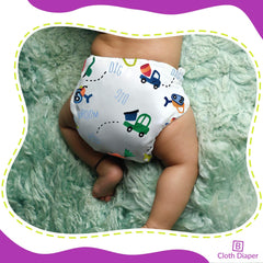Reusable Baby Cloth Diaper with Adjustable Snap Buttons and Insert (1 Diaper & 2 Pcs Insert)