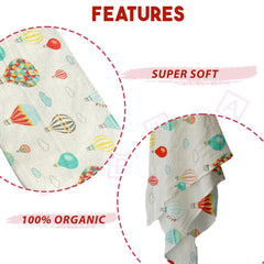 Muslin Baby Burp Cloths 60 X 60cm Blanket for Newborn (New Hot Air Balloon Design 60*60cm)