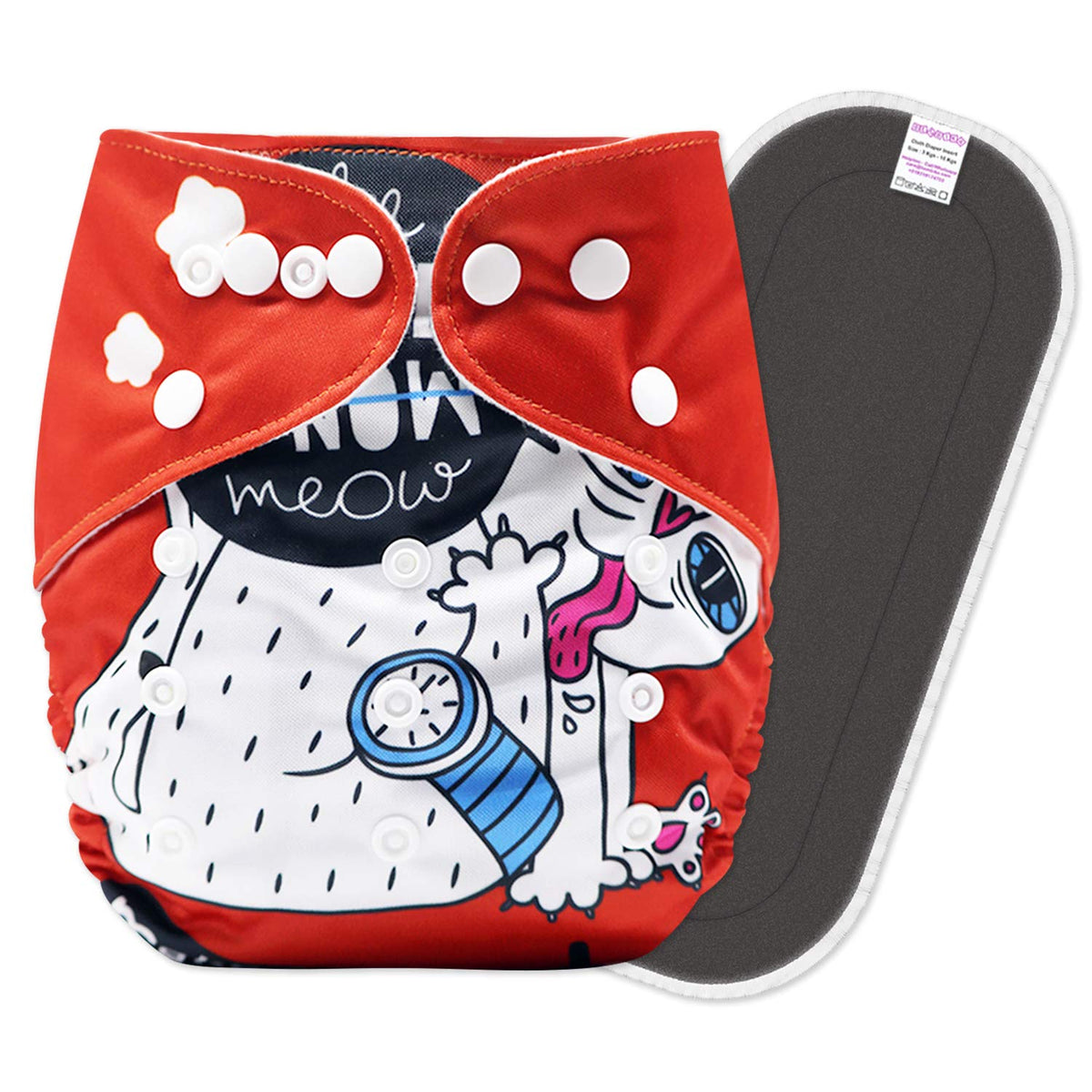 Reusable Baby Cloth Diaper with Adjustable Snap Buttons and Insert (Set of 1)