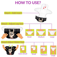 Reusable Baby Cloth Diaper with Adjustable Snap Buttons and Insert (Set of 1)