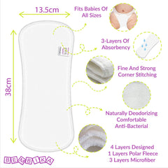 Bembika 4-Layer Wet Free Polar Fleece Mico Fiber Inserts for Cloth Diaper, Wetfree Reusable Washable Diaper Liner for Baby Cloth Diapers (Pack of 5)
