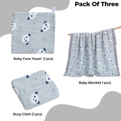 Baby Swaddle Blanket and Burp Cloth for Infants (Grey)