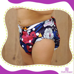 Reusable Baby Cloth Diaper with Adjustable Snap Buttons and Inserts (Set of 4)