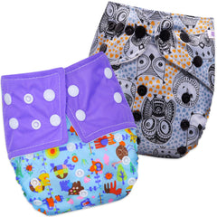 Washable & Reusable Baby Cloth Diaper With Adjustable Size Button (Set of 2)